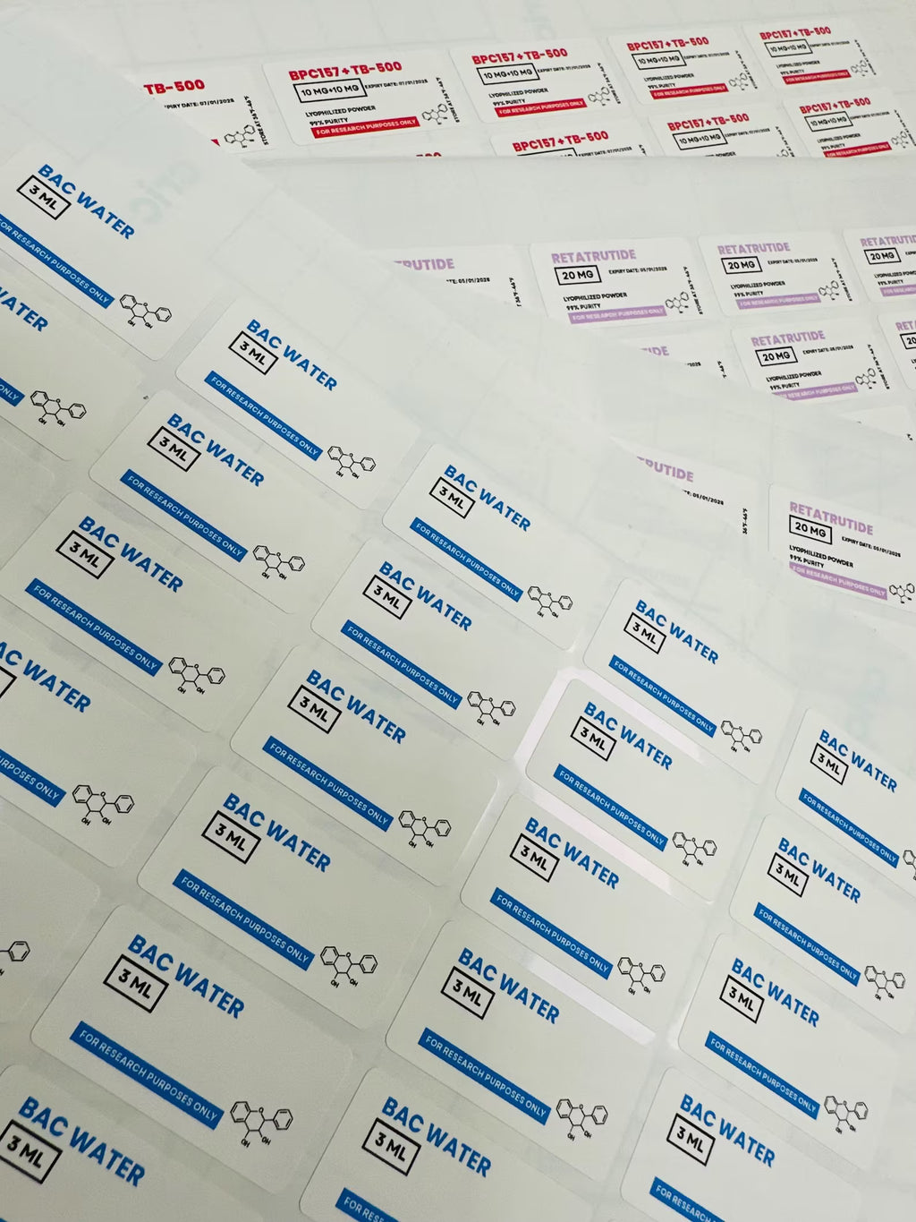 Bac Water Vial Labels
