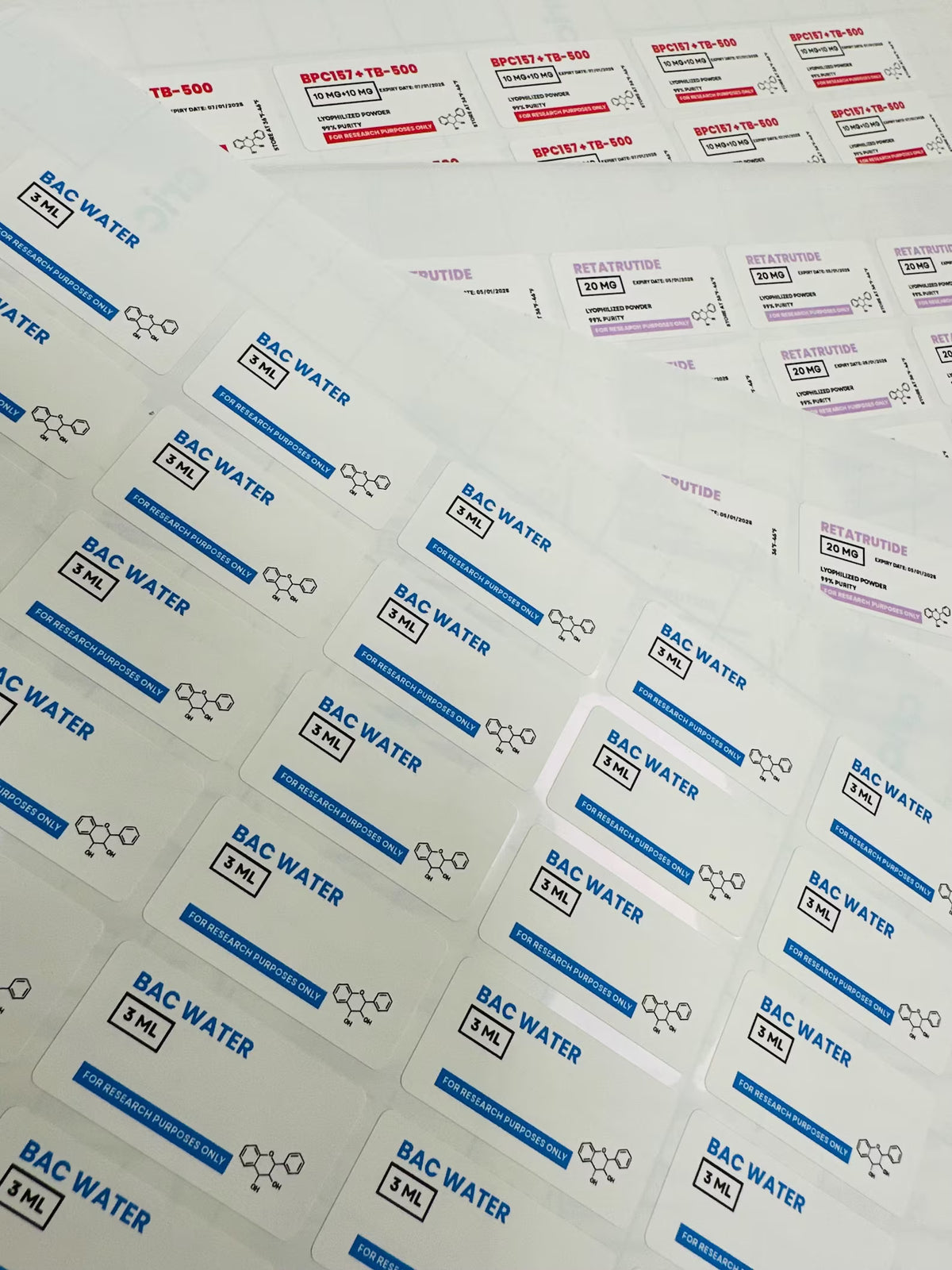 Bac Water Vial Labels