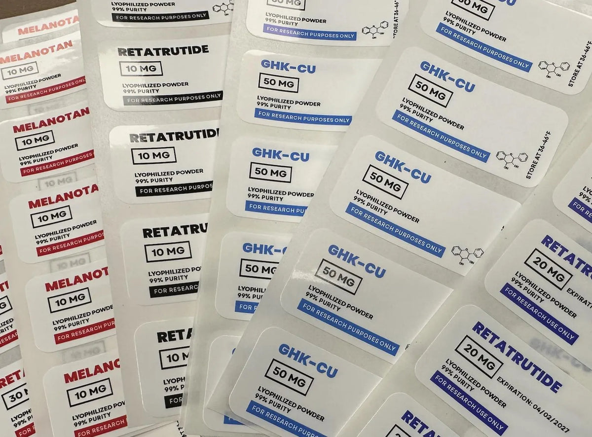 Oil-Proof Lab Style Peptide Vial Labels