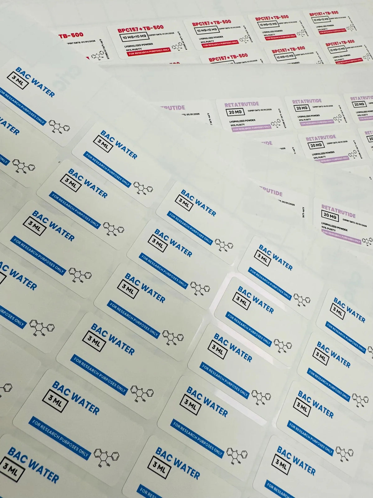 Oil-Proof Lab Style Peptide Vial Labels